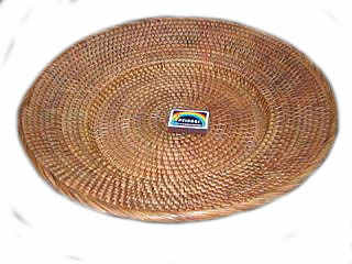 rattan tray round with lip 40cm 